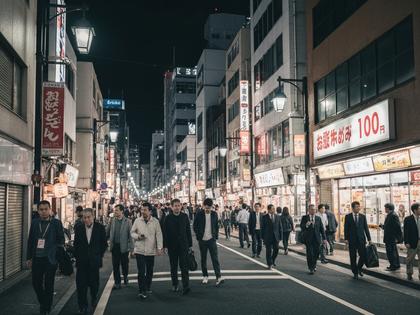 夜の渋谷道玄坂の繁華街と客引きの様子