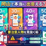岡山での出会いアプリ利用（年代別）。偽プロフィール対策と安全なマッチングの流れを解説。