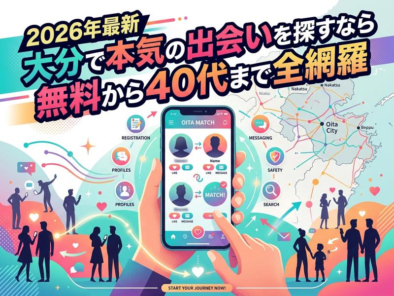 大分で真剣な出会いを探すマッチングアプリ「OITA MATCH」の紹介。