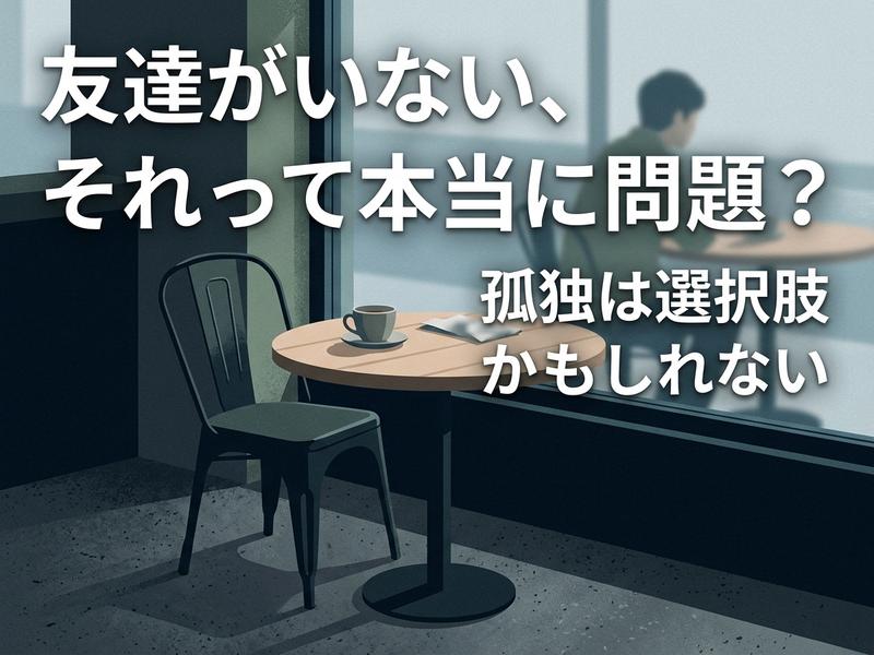 「友達がいない、それは問題？」と問うカフェのイラスト。孤独は選択肢と示す。