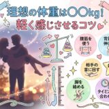 男性が女性を抱きかかえるイラストと、相手を軽く感じるコツを紹介。