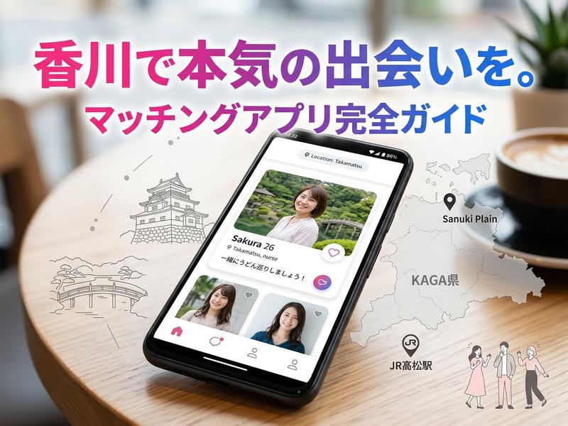 香川県での真剣な出会いを促すマッチングアプリの広告画像。