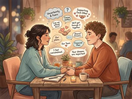カフェでゆったりコーヒーを飲みながらノートに気持ちを書く女性の写真