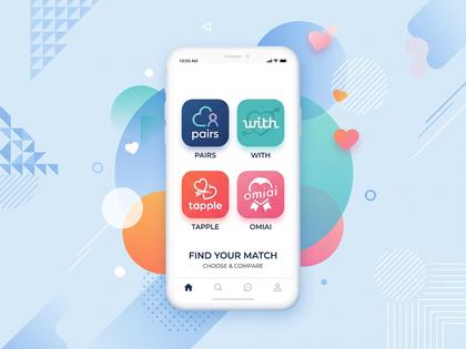 スマホに複数のマッチングアプリのアイコンが並んでいるイメージ