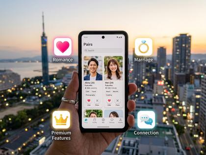 スマホでマッチングアプリを比較している女性の手元