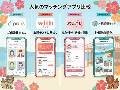 スマホでマッチングアプリを比較検討する女性のイメージ、複数のアプリアイコンが並ぶ画面
