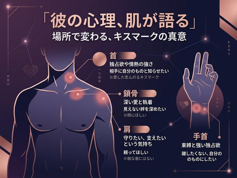 「彼の心理、肌が語る」キスマークの部位別意味を解説。