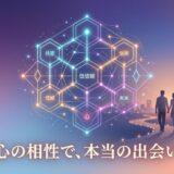 心の相性が導く本当の出会いを、ネットワーク図と男女で表現。