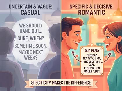 カフェで向かい合って笑顔で会話する男女、柔らかい照明、800px×600px