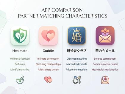 4つのアプリアイコンを並べた比較イメージ画像、800px×600px