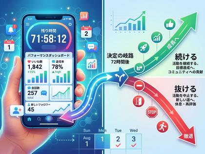 スマホの通知とカレンダーを照らし合わせる女性、72時間のテスト運用イメージ、800×600