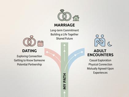 恋活・婚活・大人の出会いの3つに分かれた選択肢をイメージした図解イラスト、淡い配色、800px×600px